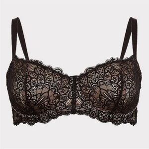 Torrid Black Lace Overlay Bra